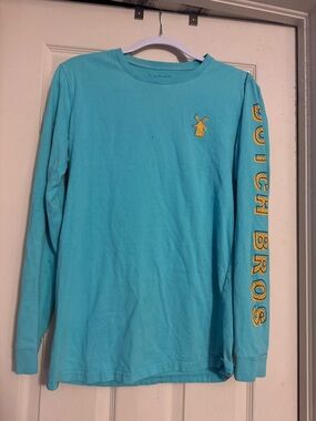 Dutch Bros Teal Crewneck Tee with Black Print